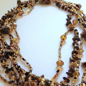 18" Czech Glass Bead EARTH TONES Nec…